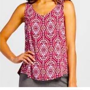 Maroon and purple print pajama tank top
